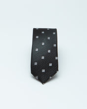 Load image into Gallery viewer, Black and Grey Box Patterned Tie
