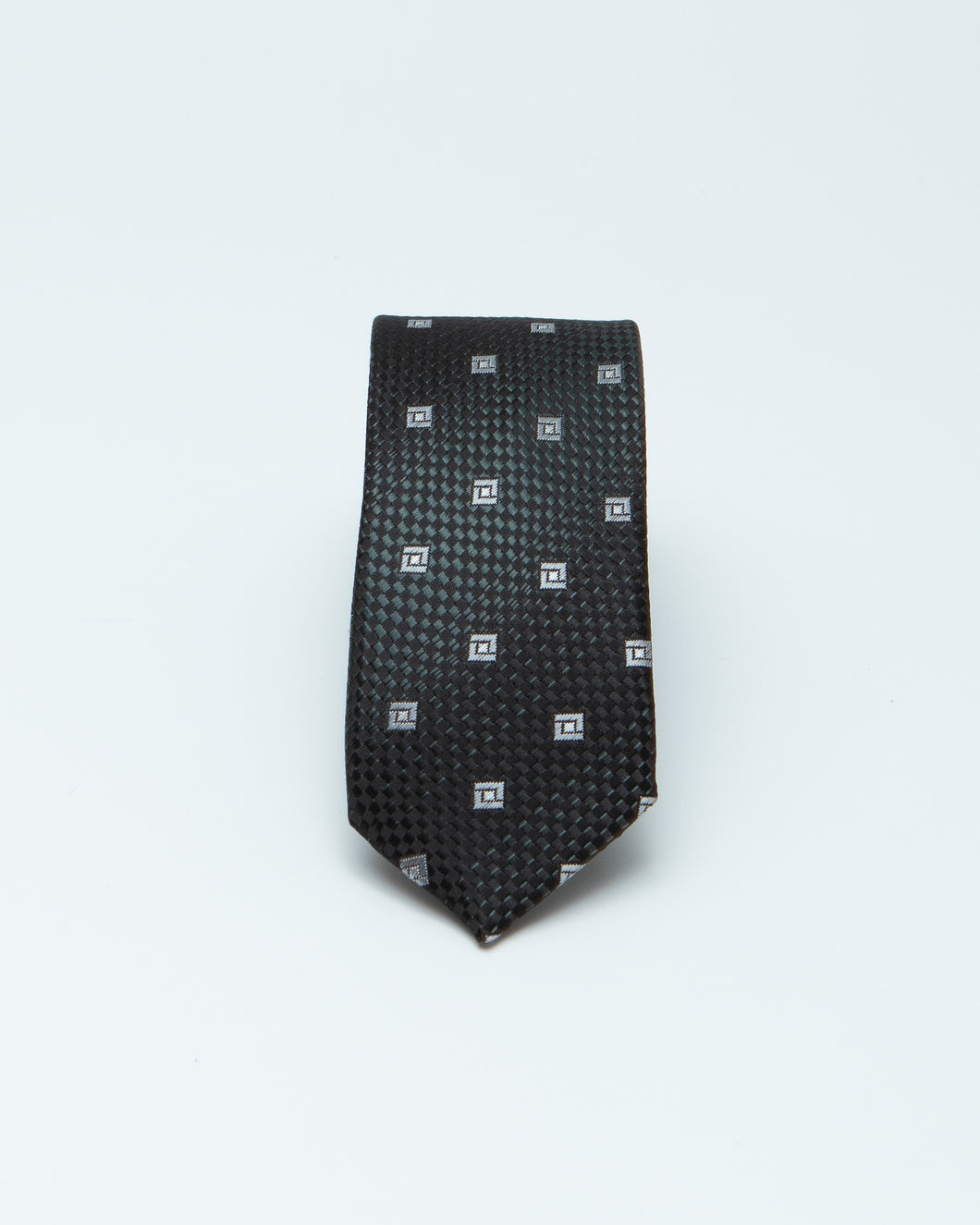 Black and Grey Box Patterned Tie