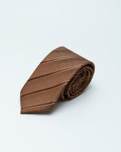 Load image into Gallery viewer, Brown Striped Patterned Tie
