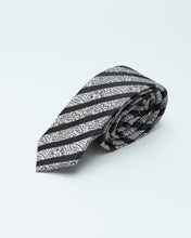 Load image into Gallery viewer, Black and Grey Stripped Tie
