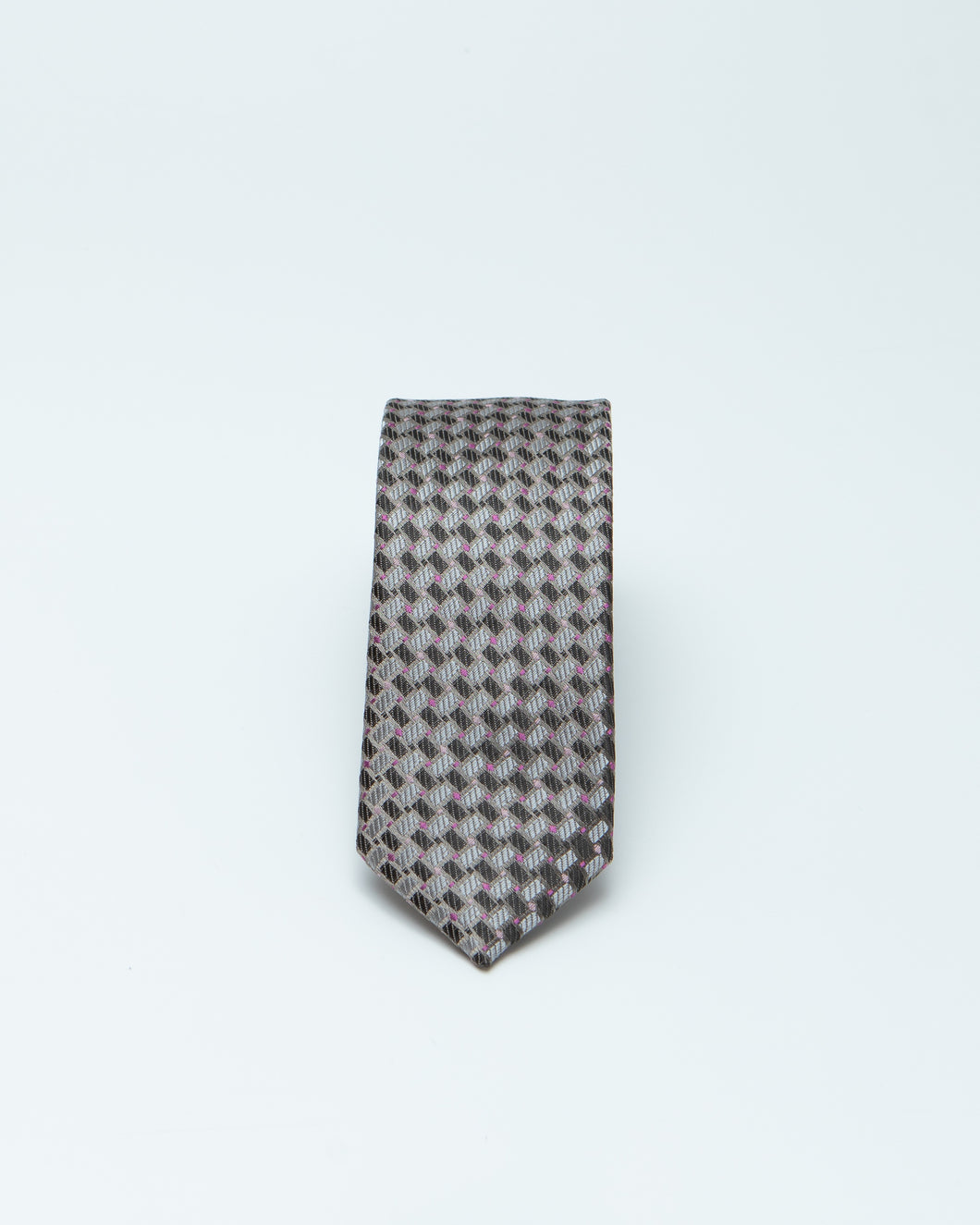 Grey And Purple Pattern Tie