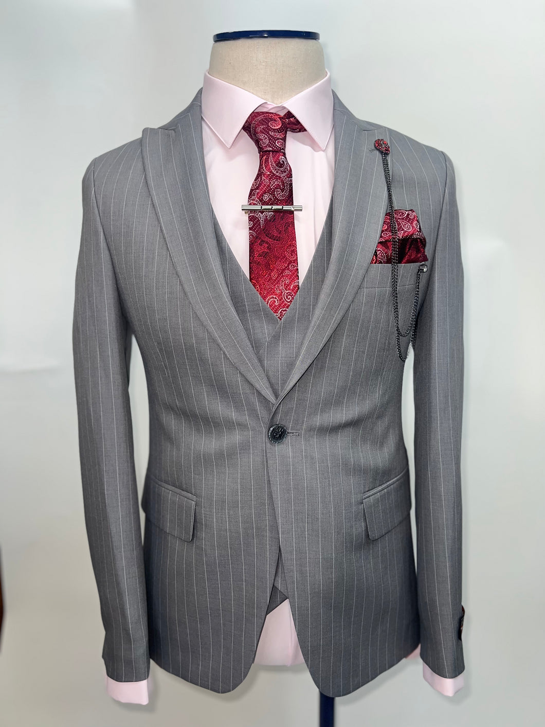 Light Grey Pinstripe Suit