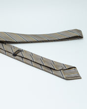 Load image into Gallery viewer, Grey And Gold Striped Tie
