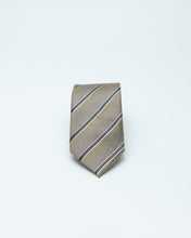 Load image into Gallery viewer, Grey And Gold Striped Tie
