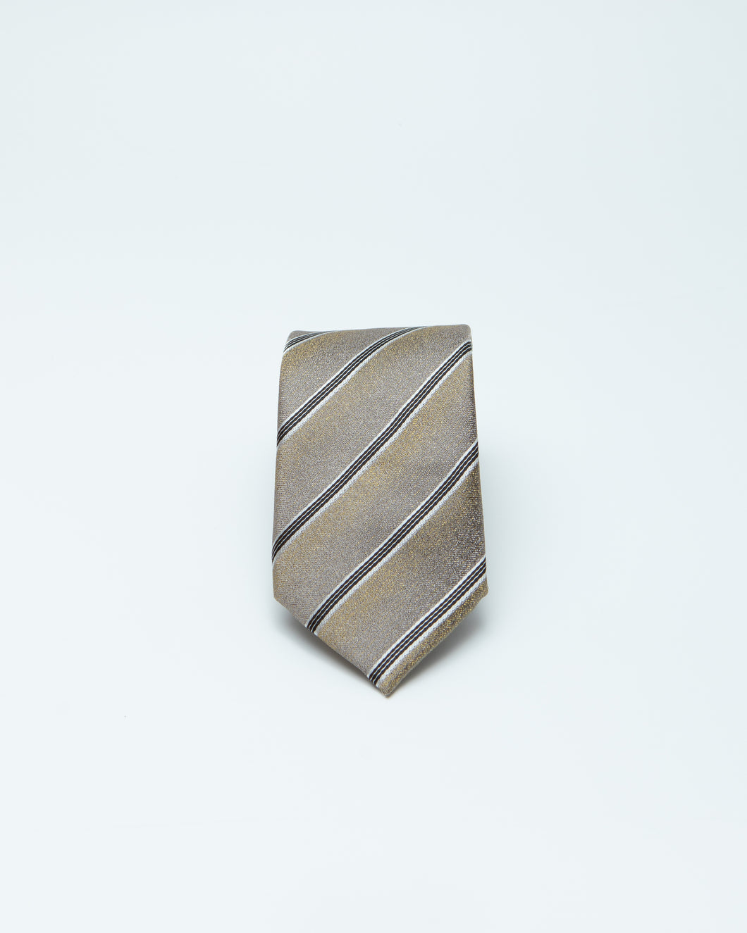 Grey And Gold Striped Tie